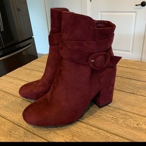 Maroon or Berguny Faux Suede Ankle Boot